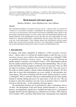 Backchannel relevance spaces