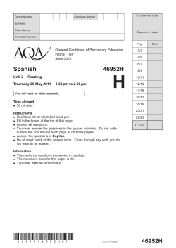 GCSE Spanish Question Paper Unit 02
