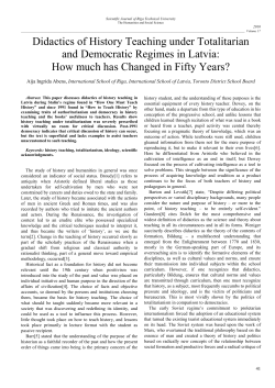 Didactics of History Teaching under Totalitarian and Democratic