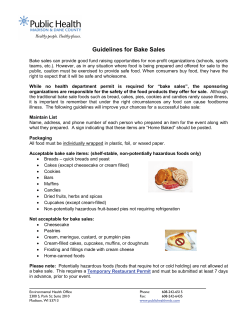 Guidelines for Bake Sales - Public Health - Public Health
