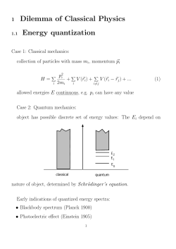 1 Dilemma of Classical Physics 1.1 Energy quantization