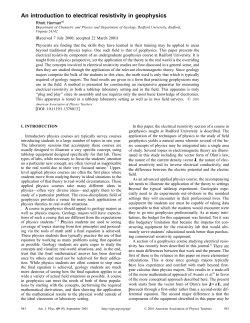 An introduction to electrical resistivity in geophysics
