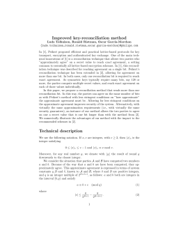Improved key-reconciliation method Technical description