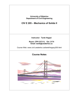 CIV E 205 &ndash; Mechanics of Solids II Course Notes