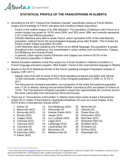 statistical profile of the francophonie in alberta