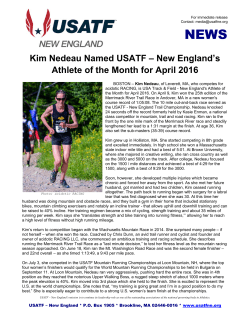 Kim Nedeau Named USATF &ndash; New England`s Athlete of the Month