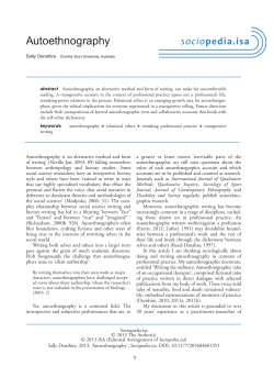 Autoethnography - SAGE Publications