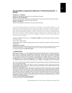 A The perception of egocentric distances in Virtual Environments