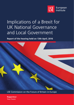Implications of a Brexit for UK National Governance and Local