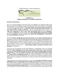 ACIM Edmonton - Sarah`s Reflections