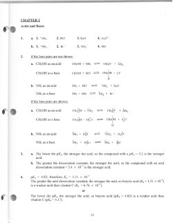 CHAPTER 2 Acids and Bases 1. a. 1. +NH4 2. HCl 3. H20 b. 1.