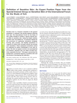 Definition of Sensitive Skin: An Expert Position