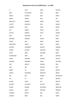 Headwords of the First 10,000 Words &ndash; 1st 1000