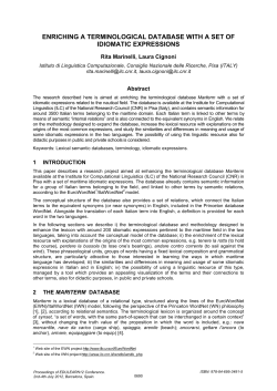 enriching a terminological database with a set of idiomatic