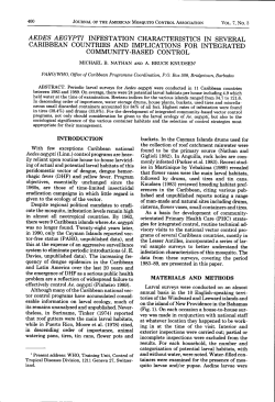 AEDES AEGYPTI INFESTATION CHARACTERISTICS IN SEVERAL