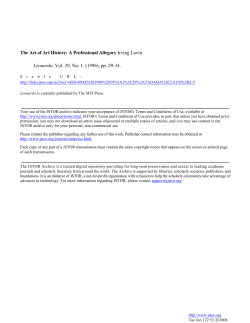 The Art of Art History: A Professional Allegory Irving Lavin