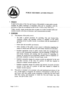 Public Records Access Policy - City and County of Broomfield