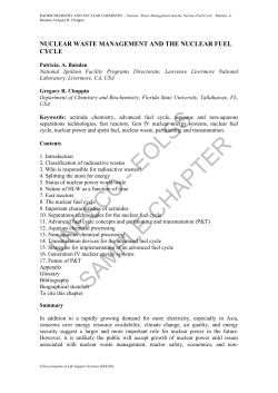 Nuclear Waste Management and the Nuclear Fuel Cycle