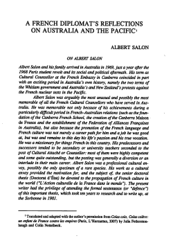 A French Diplomat`s Reflections on Australia and the Pacific