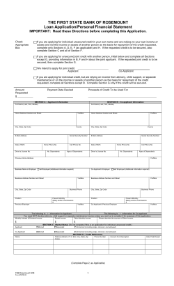 Loan Application/Personal Financial Statement