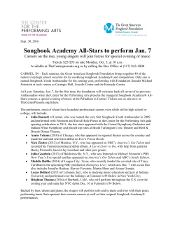 Songbook Academy All-Stars to perform Jan. 7