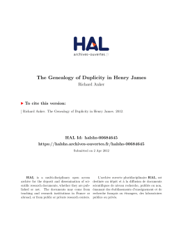 The Genealogy of Duplicity in Henry James - Hal-SHS