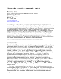 The Uses of Argument in Communicative Contexts