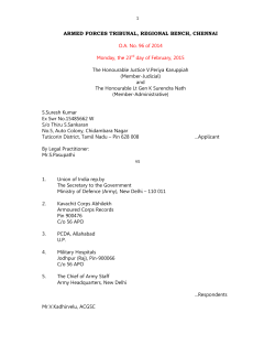 ARMED FORCES TRIBUNAL, REGIONAL BENCH, CHENNAI O.A.