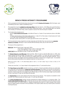 BENCH PRESS INTENSITY PROGRAMME