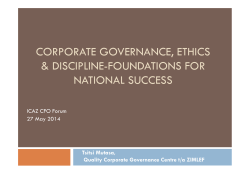 Corporate governance, ethics and discipline