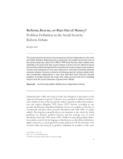 Problem Definition in the Social Security Reform