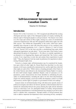Self-Government Agreements and Canadian Courts