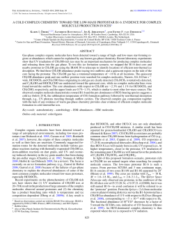 A COLD COMPLEX CHEMISTRY TOWARD THE LOW