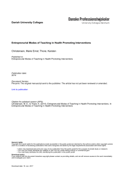 Entreprenurial Modes of Teaching in Health Promoting