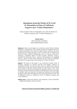 Quotations from the Works of St. Cyril of Alexandria in Peter of