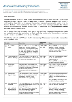 Dear shareholders As foreshadowed in section 9.4 of the scheme