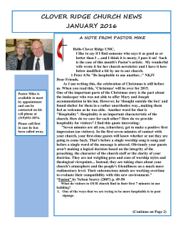 CLOVER RIDGE CHURCH NEWS JANUARY 2016