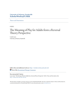 The Meaning of Play for Adults from a Reversal Theory Perspective