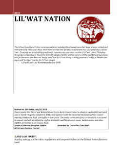 Land Law Policy - Lil`wat Nation