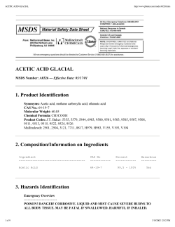 ACETIC ACID GLACIAL 1. Product Identification 2. Composition