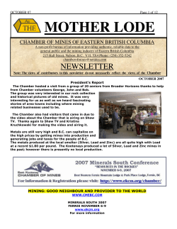 October 1, 2007 - Chamber of Mines of Eastern BC