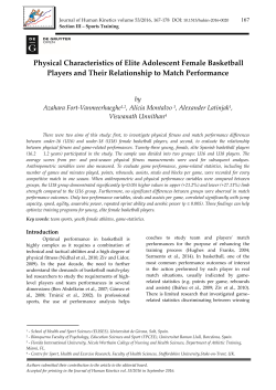 Physical Characteristics of Elite Adolescent Female Basketball