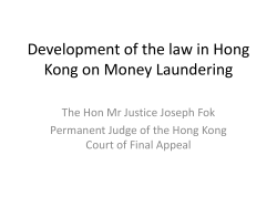 Development of the law in Hong Kong on Money Laundering