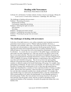 Dealing with Newcomers