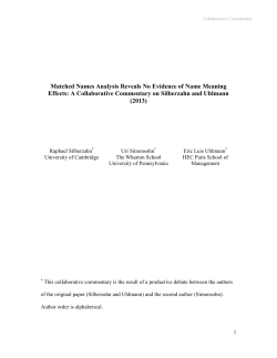 Matched Names Analysis Reveals No Evidence of Name