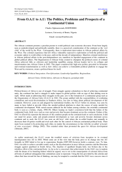 From O.A.U to A.U: The Politics, Problems and Prospects of a