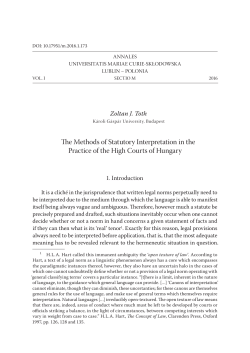 The Methods of Statutory Interpretation in the Practice of the High