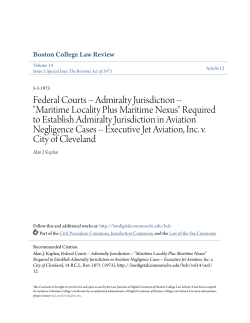 Federal Courts -- Admiralty Jurisdiction -