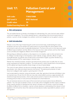 Unit 17: Pollution Control and Management