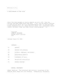 M E G A V I O L A BIBLIOGRAPHY OF THE VIOLS Note: This